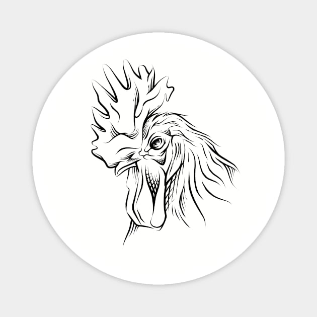 rooster handrawn head Magnet by mrasyidkvec